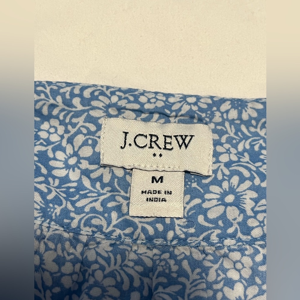 J. CREW Women’s Blue & White LS Squareneck Ruffle Floral Print Top Blouse Size M - Picture 7 of 13